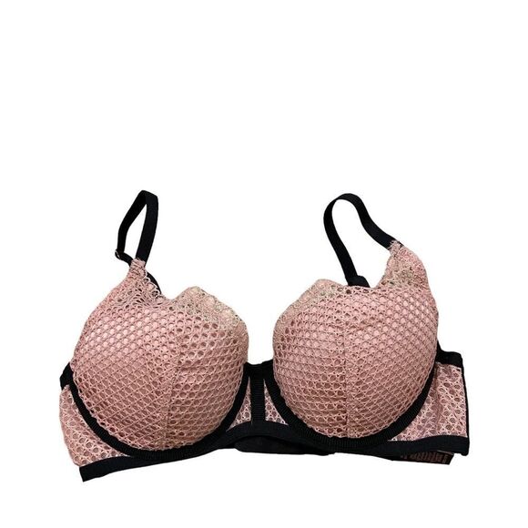 Victoria’s Secret Plunge Padded Pink and Black Push Up Bra Size 32C - Picture 6 of 14